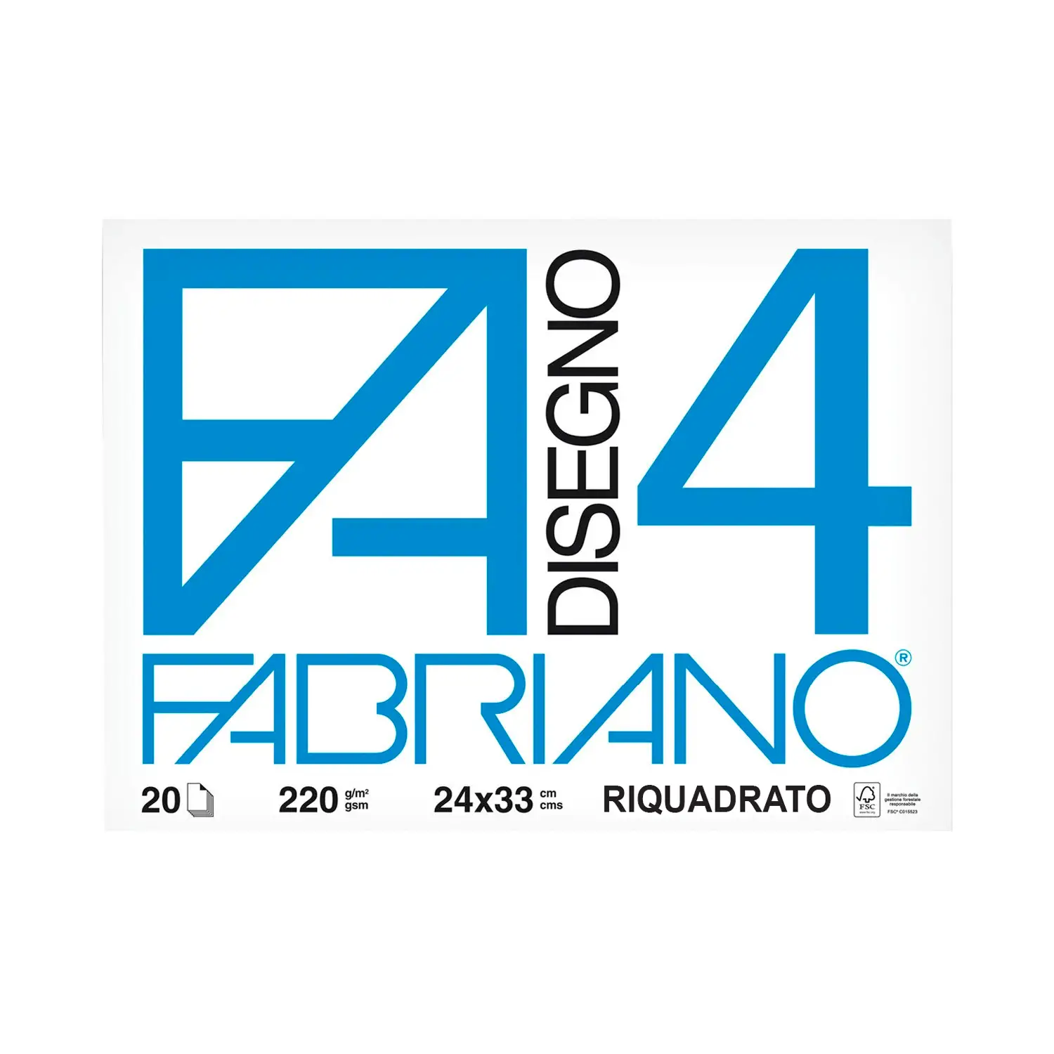 Album da Disegno Fabriano F4 Riquadrato, 20 Fogli Lisci 24x33 cm - Carta e cartoncino