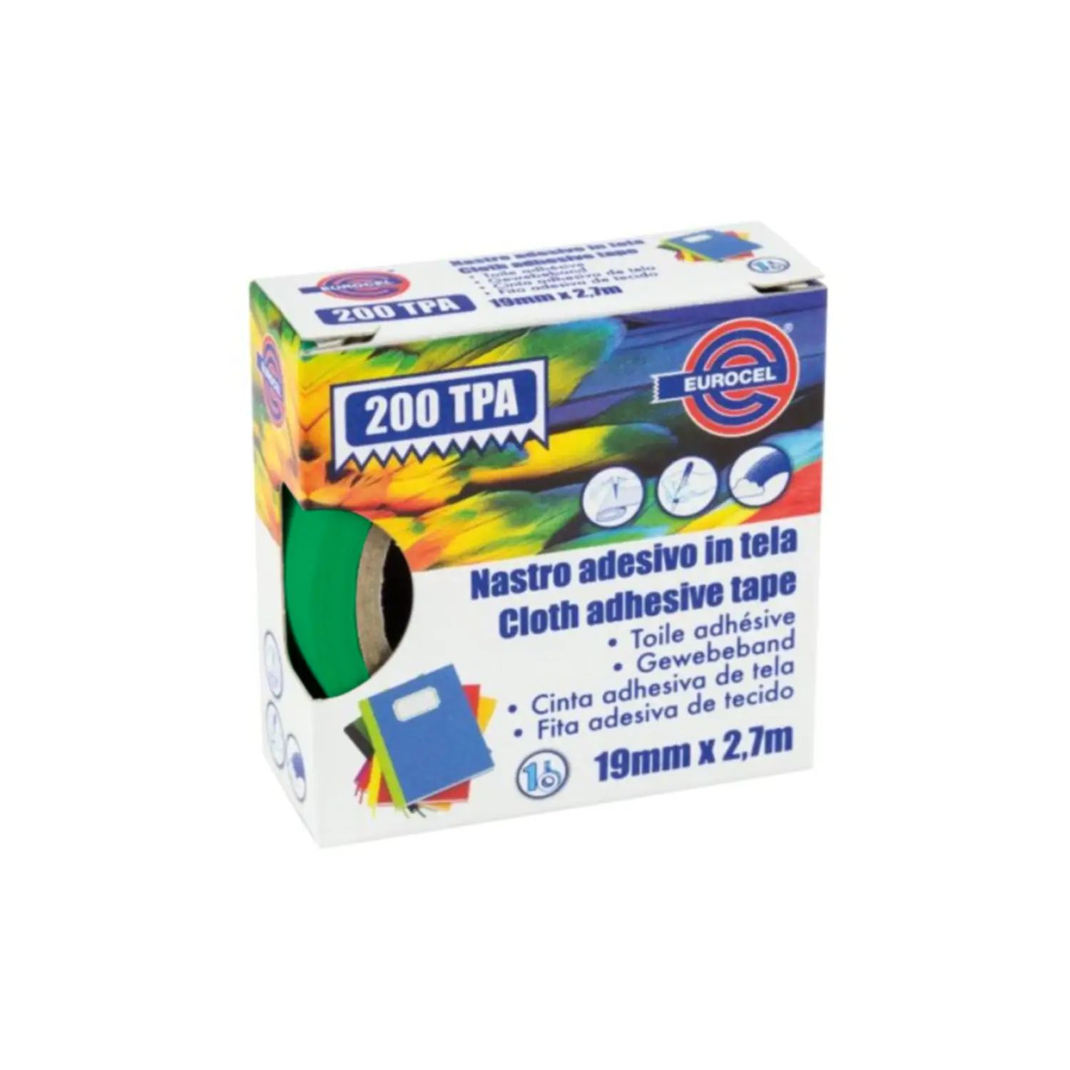 Nastro Telato Adesivo Verde 19 mm x 2,7 m – Nastro Telato Resistente, Impermeabile e Anti-Strappo - Nastri adesivi e colle