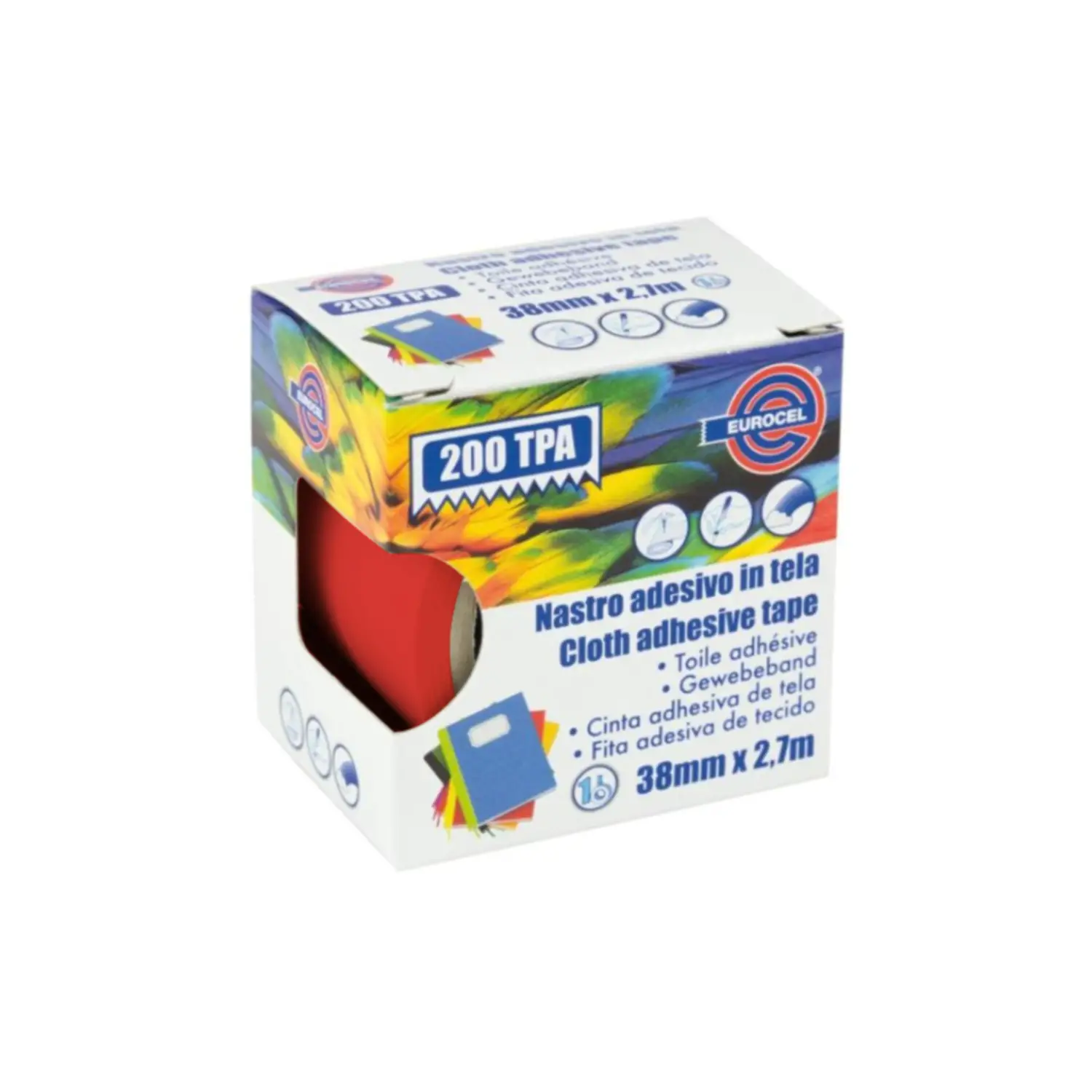 Nastro Telato Adesivo Rosso 38 mm x 2,75 m – Nastro Telato Resistente - Nastri adesivi e colle