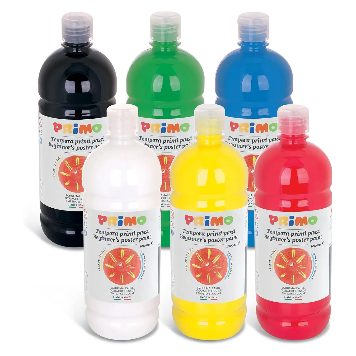 Tempera Pronta Primi Passi Primo 1000 ml. Promo 6 Colori - Tempere