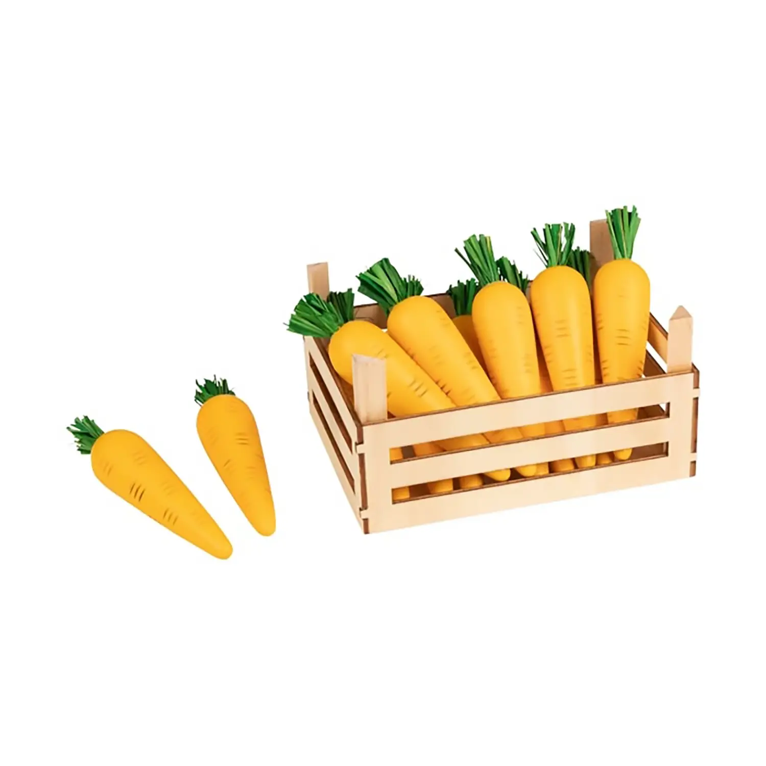 Cassettina con Carote in Legno – Giocattolo Educativo - Alimenti, mercatini, stoviglie