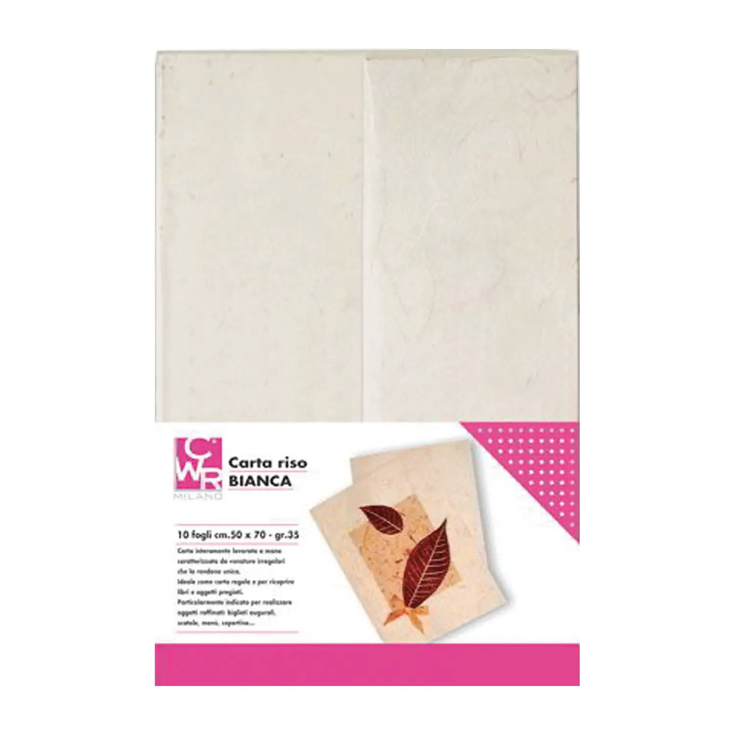 Carta di Riso 35 g/m² - Fogli 50x70 cm - Confezione 10 Fogli - Carta e cartoncino