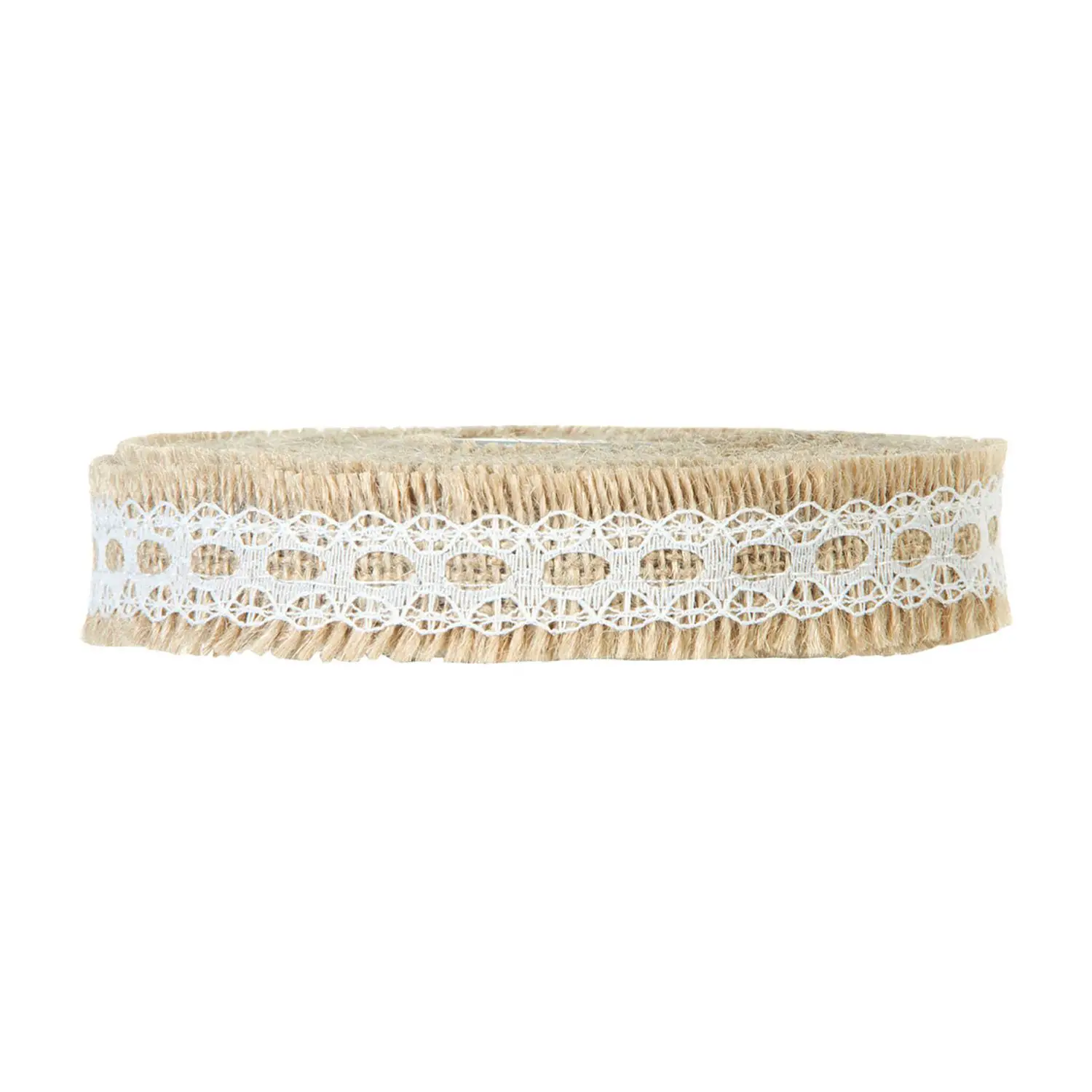 Nastro Juta con Trina 25 mm x 5 Metri – Nastro Decorativo con Pizzo - Rafia, nastri e cordoncini