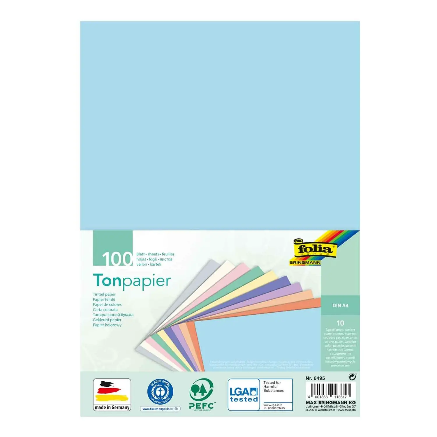 Cartoncino Leggero Premium Cm 21x30 - 100 Fogli In 10 Colori Pastello - Carta e cartoncino