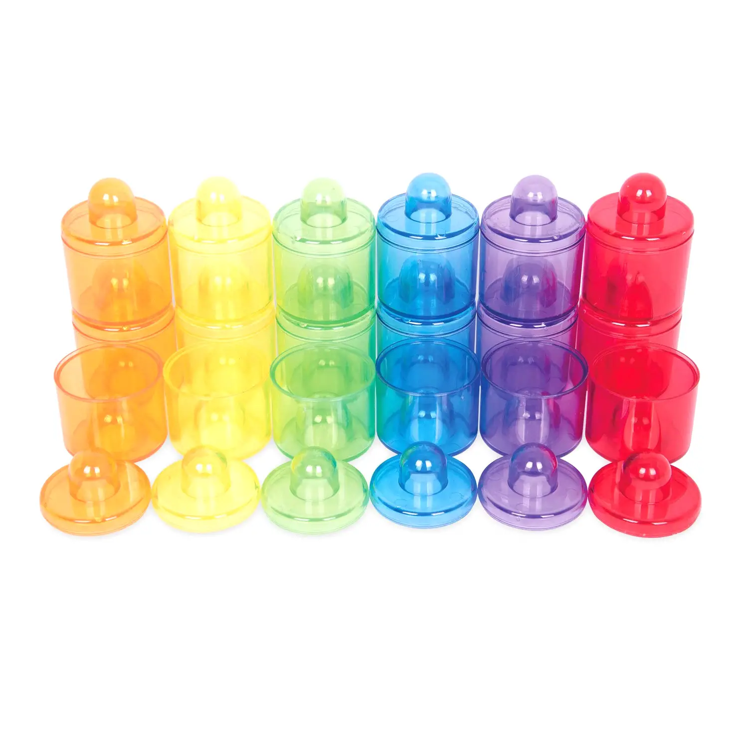 Vasi Traslucidi Impilabili con Coperchio - 18 Pezzi (Diametro 4,2 cm) - Costruzioni in plastica
