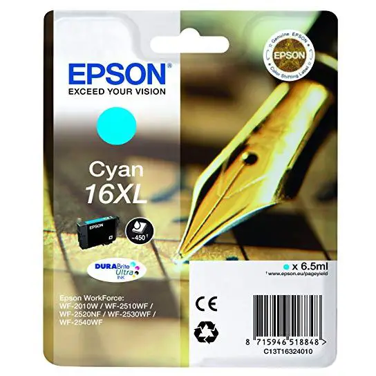 CARTUCCIA A PIGMENTI CIANO EPSON DURABRITE ULTRA, SERIE 16XL/PENNA E CRUCIVERBA, WORKFORCE WF-2010W - consumabili