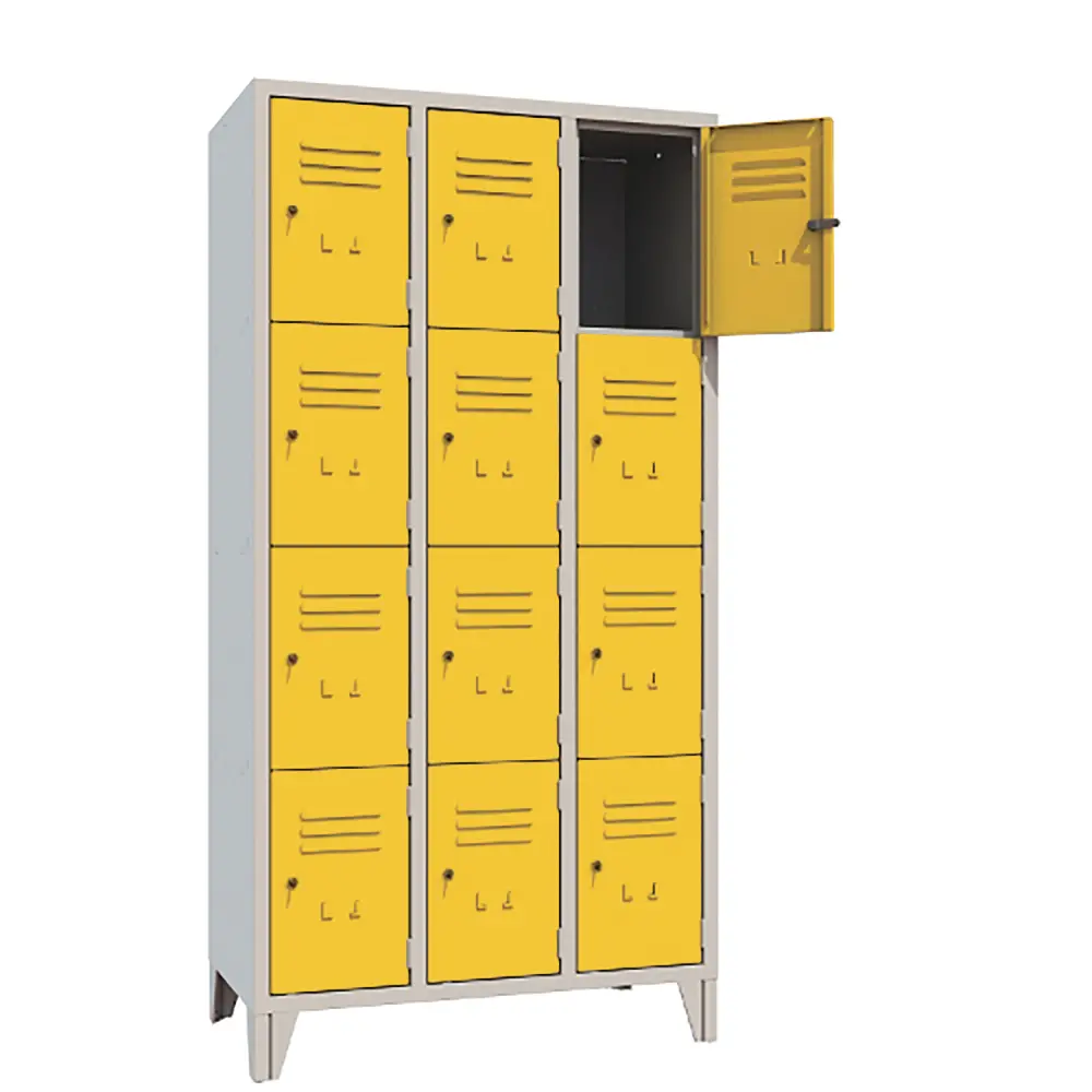 Armadio Casellario Classic 12 Posti con Ante Gialle – Armadietto in Metallo Conforme CAM - Arredo archivio