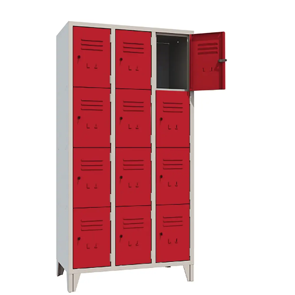 Armadio Casellario Classic 12 Posti con Ante Rosse – Armadietto in Metallo Conforme CAM - Arredo archivio