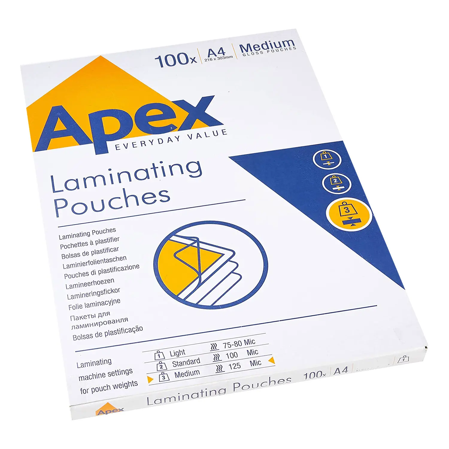 Pouches per Plastificazione Apex A4 Lucide 125 Micron – Confezione da 100 Pezzi - Rilegare e Plastificare