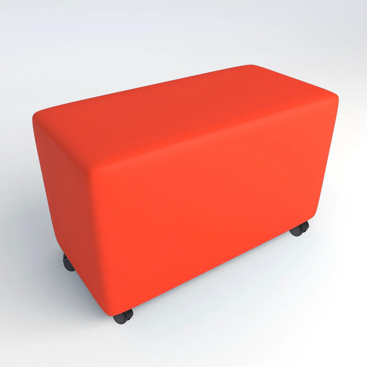 Pouf Ecopelle Ignifugo 2 Posti con Ruote H 46 Arancione - Salottini e arredi morbidi