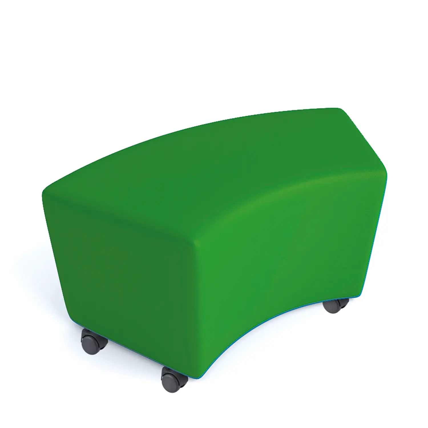 Pouf Ecopelle Ignifugo Curvo con Ruote H 46 Verde - Salottini e arredi morbidi