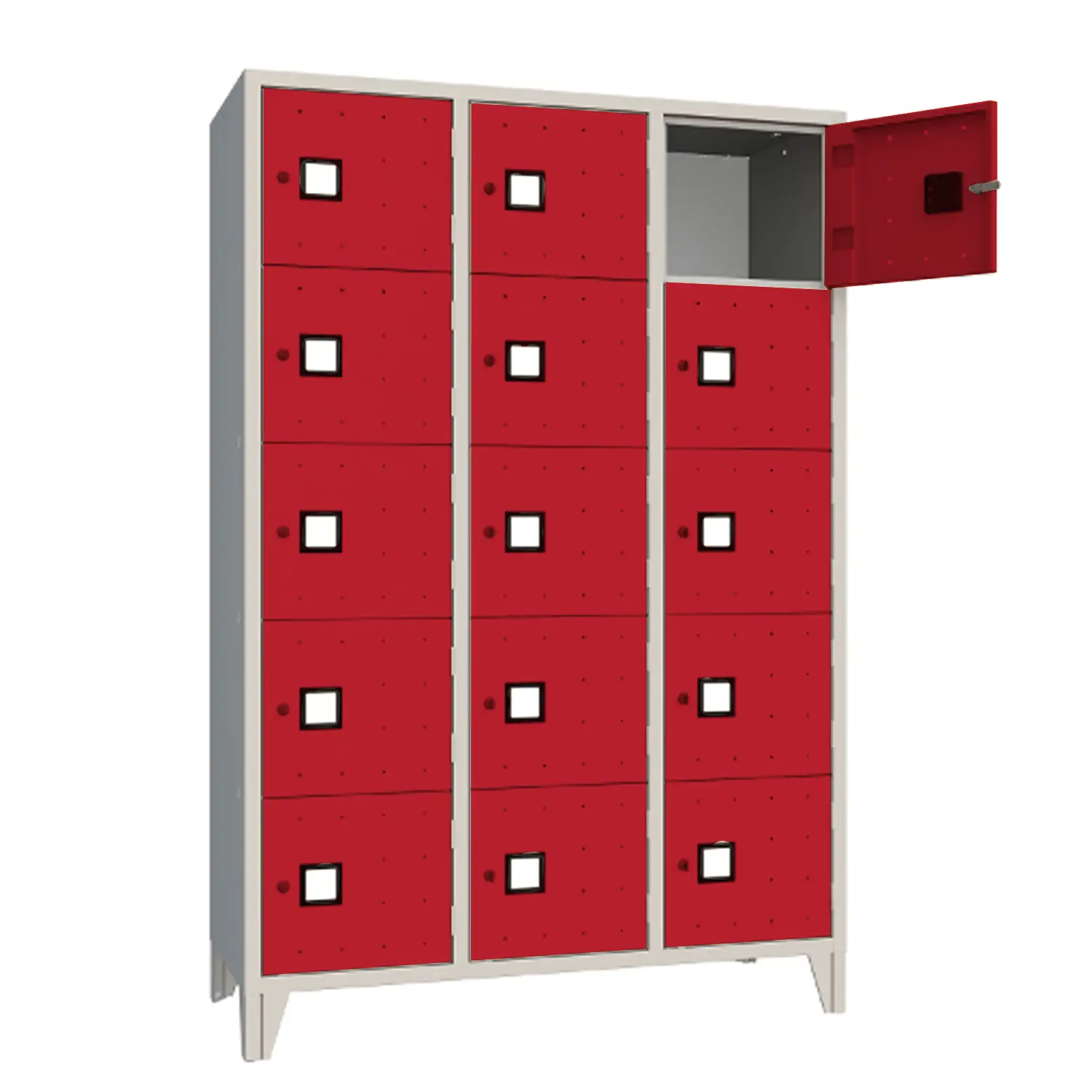 Armadio Casellario 15 Posti con Ante Rosse RAL 3001 – Armadio in Acciaio Conforme CAM - Arredo archivio