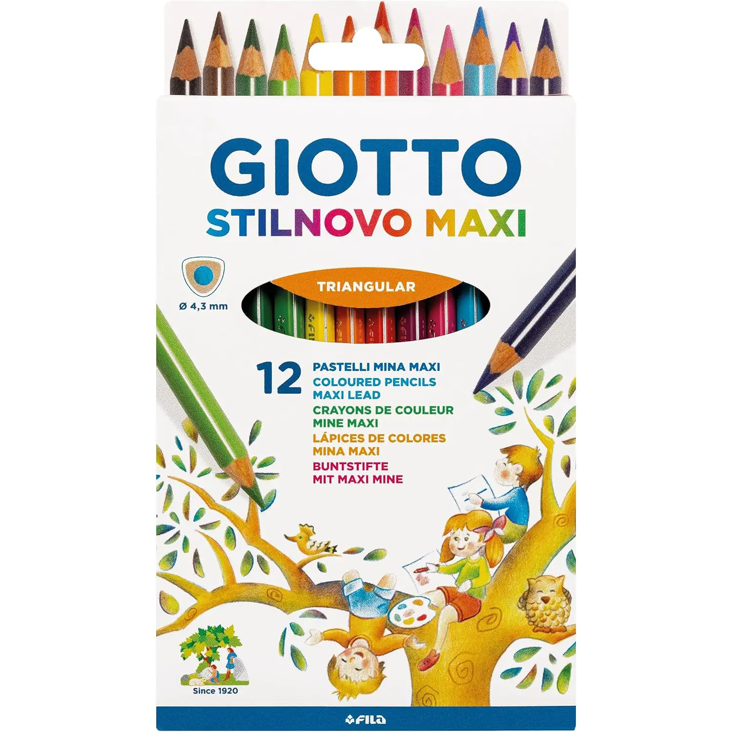 Pastelli Colorati Giotto Stilnovo Maxi – Astuccio da 12 Colori - Pastelli