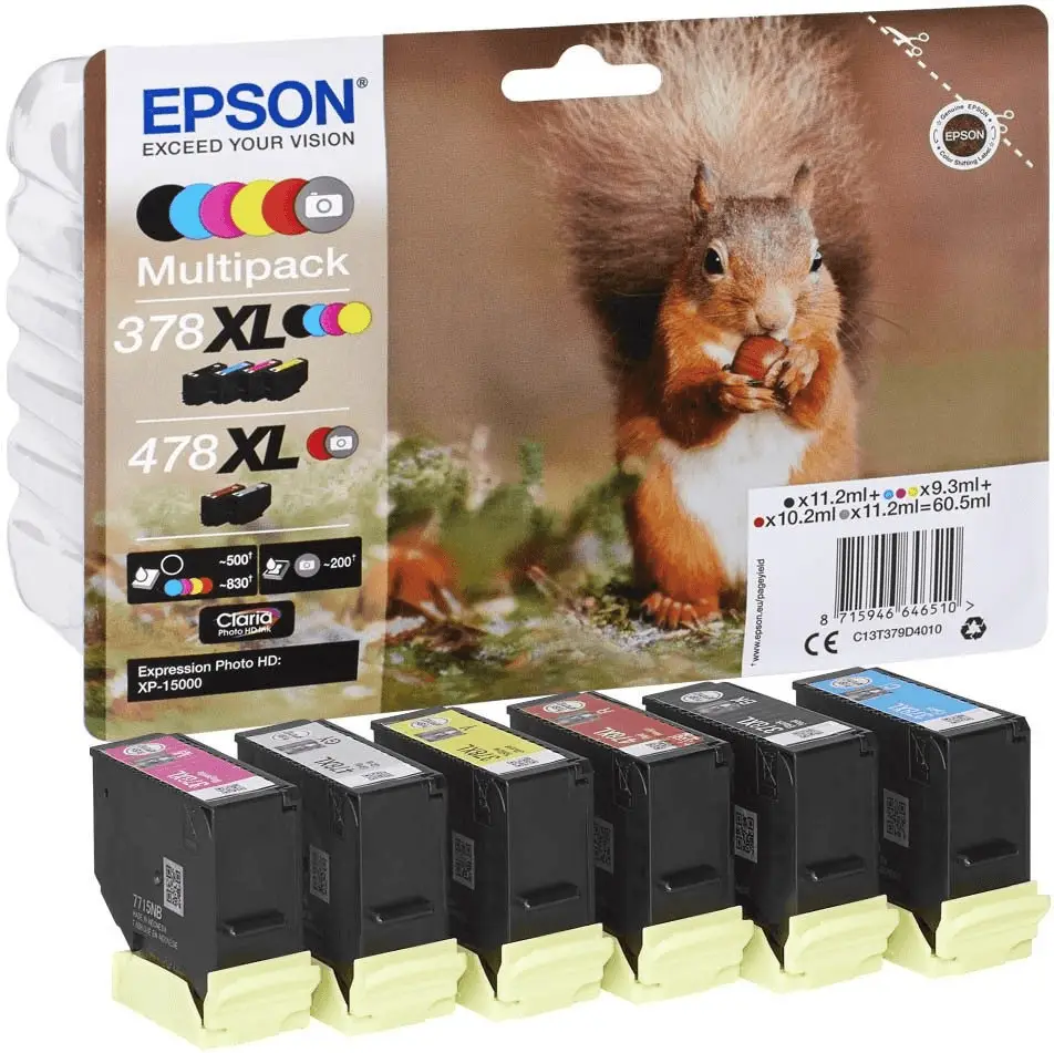 EPSON CONFEZIONE 6 CARTUCCE INK MULTIPACK 1 PER COLORE 378XL + 478XL SCOIATTOLO - consumabili