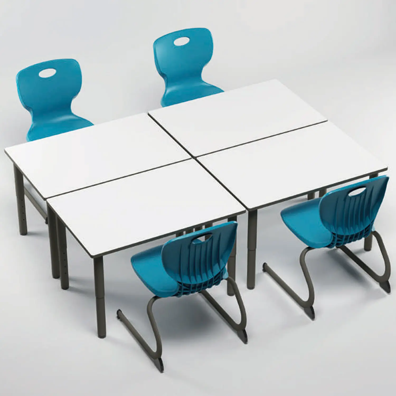 Tavolo Rettangolare Idra Altezza Regolabile – Tavolo Modulare con Top Bianco CAM - Arredo serie Aula 3.0