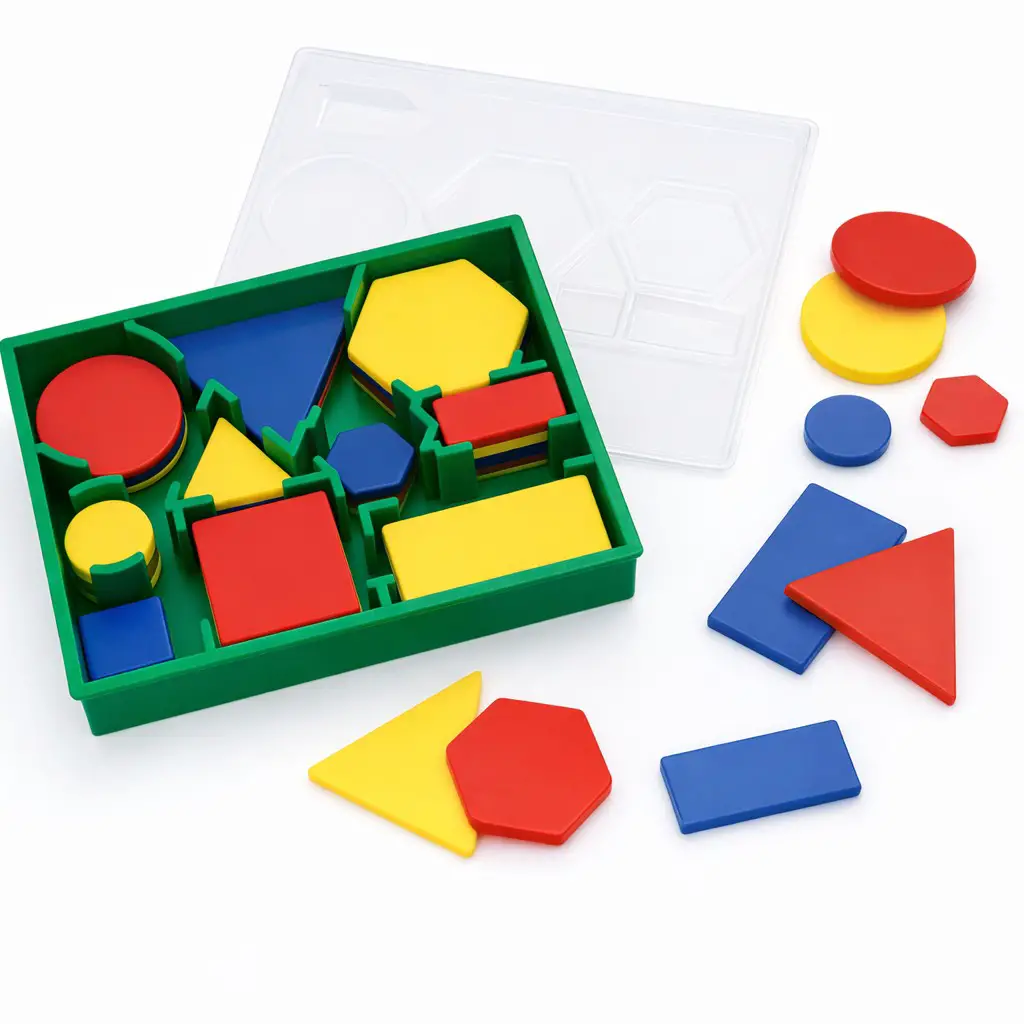 Blocchi Logici in Valigetta, 60 Pezzi in Plastica per Classificazione e Geometria - Geometria