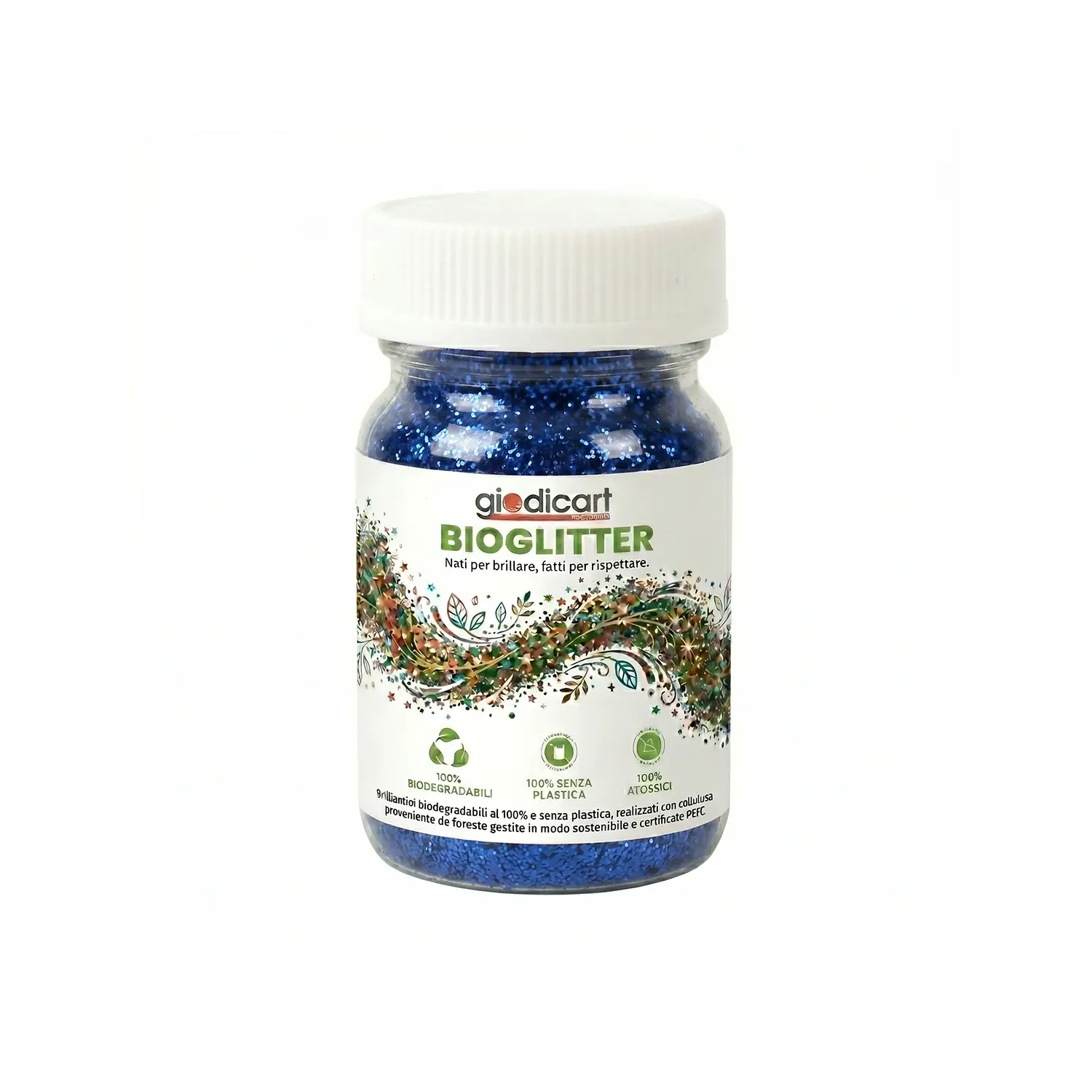Brillantini Ecologici in Cellulosa Riciclata, Bio-Glitter Grana Fine 50 Gr. Blu - Brillantini e glitter