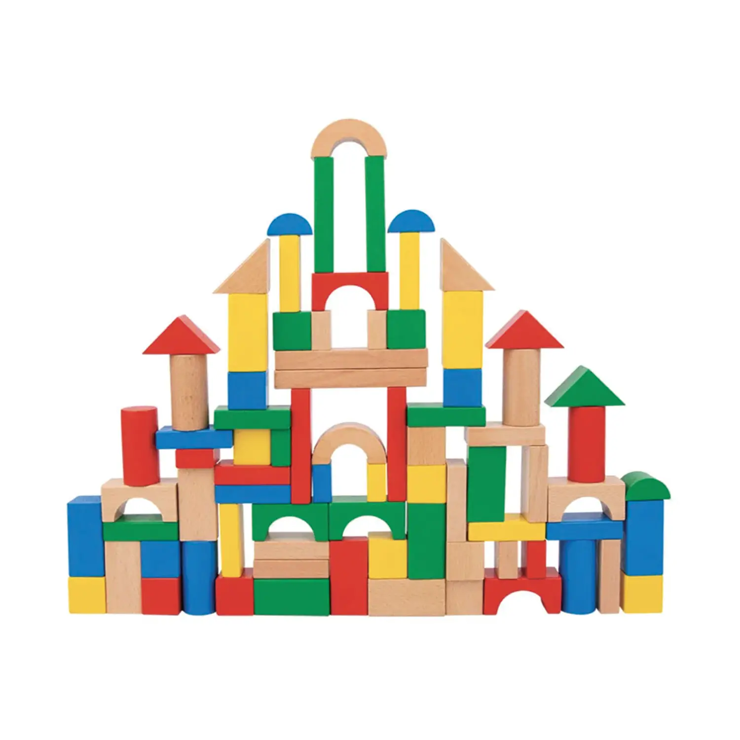 Costruzioni in Legno, Set 100 Blocchi Colorati Montessori per Bambini - Costruzioni in legno