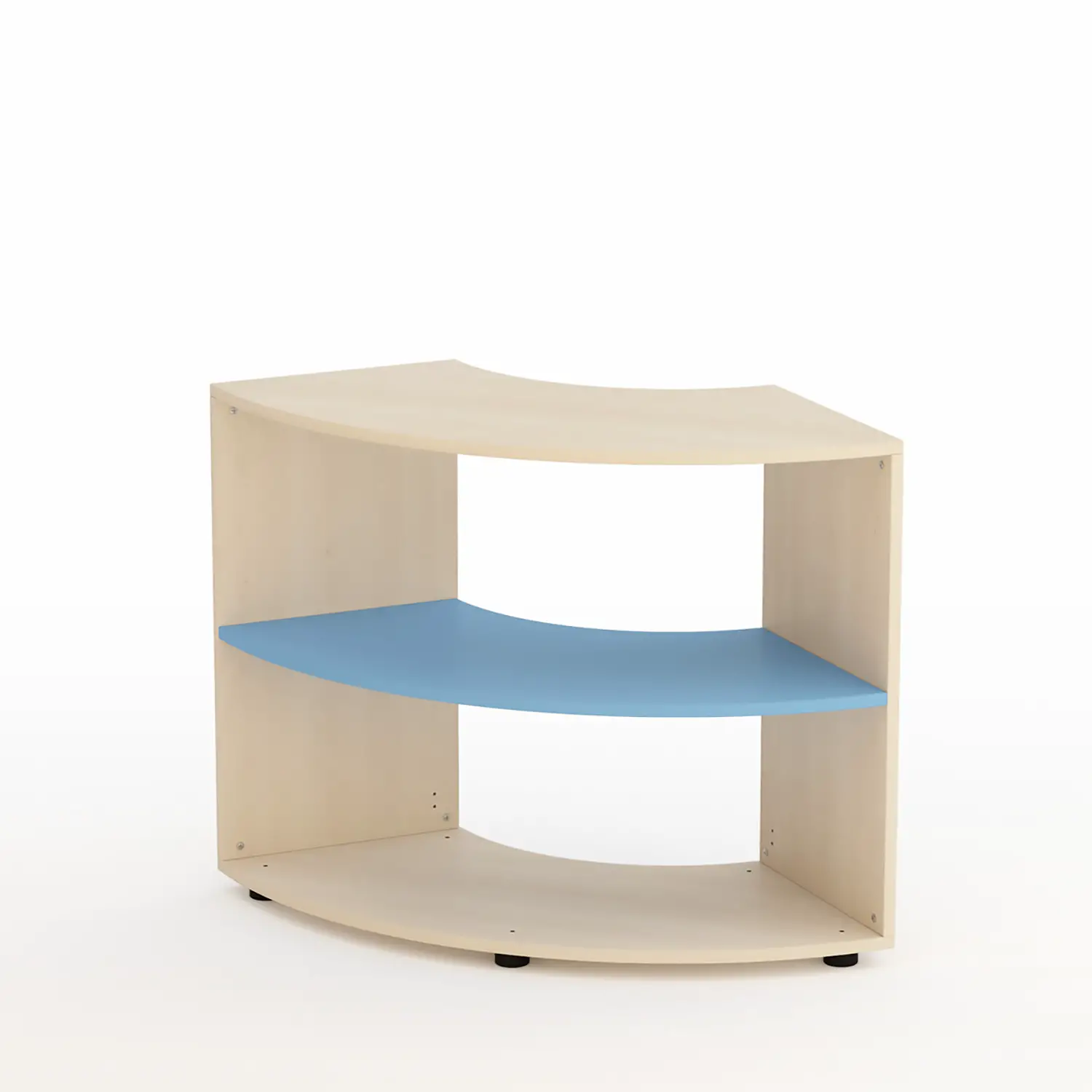 Mobile Scuola Kubò Betulla Curvo Angolare H 75 cm. Ripiani Blu Orizzonte - Conforme CAM - Arredo Nido e Infanzia