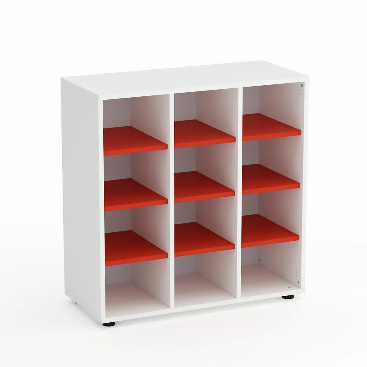 Mobile Scuola Kubò Bianco – 12 Caselle con Ripiani Rossi H 90 cm | Conforme CAM - Arredo scuola dell'obbligo