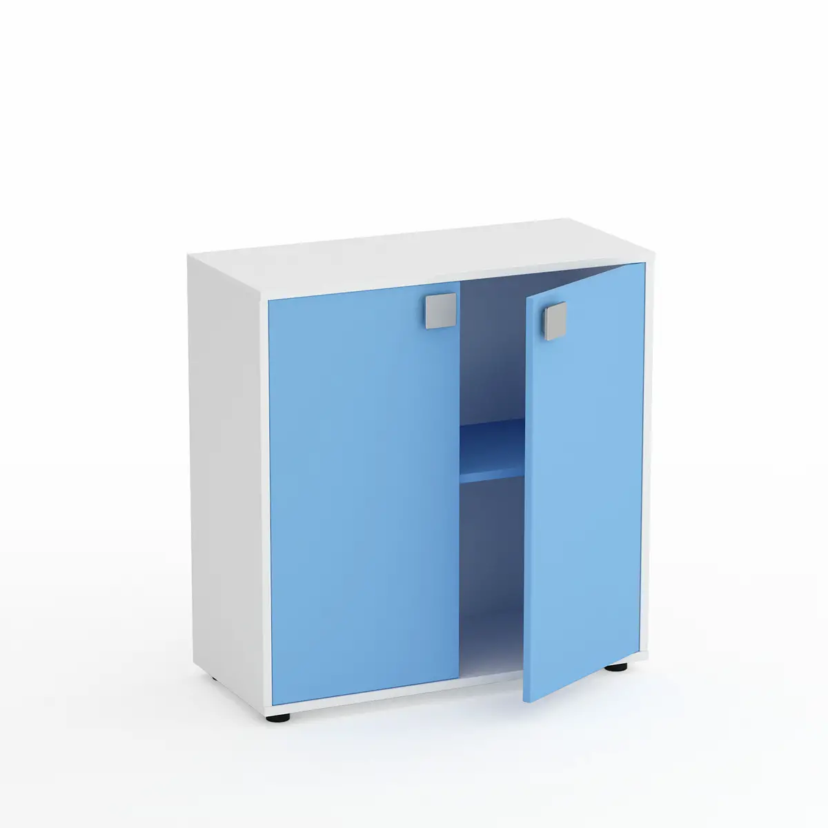 Mobile Scuola Kubò Bianco – 2 Ante H 90 cm e Ripiani Blu Orizzonte | Conforme CAM - Arredo scuola dell'obbligo