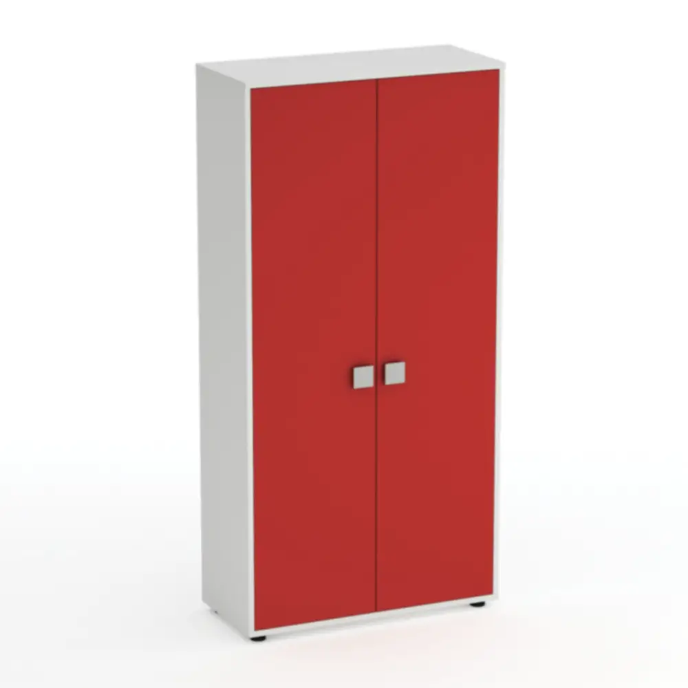 Mobile Scuola Kubò Bianco – 2 Ante H 180 cm e Ripiani Rossi | Conforme CAM - Arredo scuola dell'obbligo