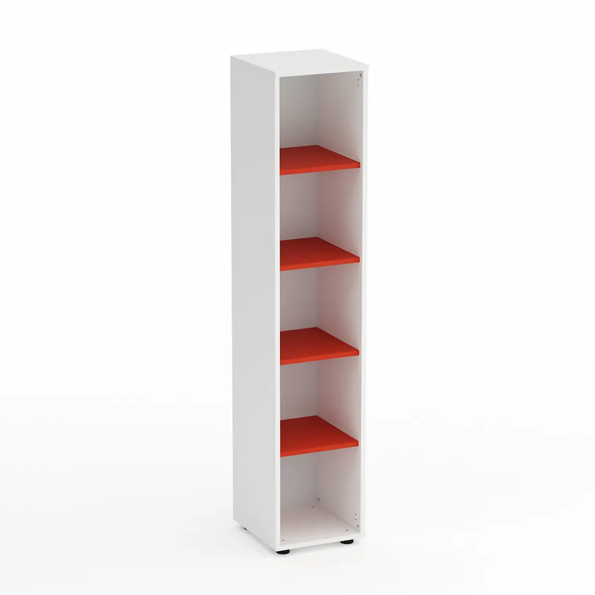 Mobile Scuola Kubò Bianco – Colonna 5 Vani con Ripiani Rossi H 180 cm | Conforme CAM - Arredo scuola dell'obbligo