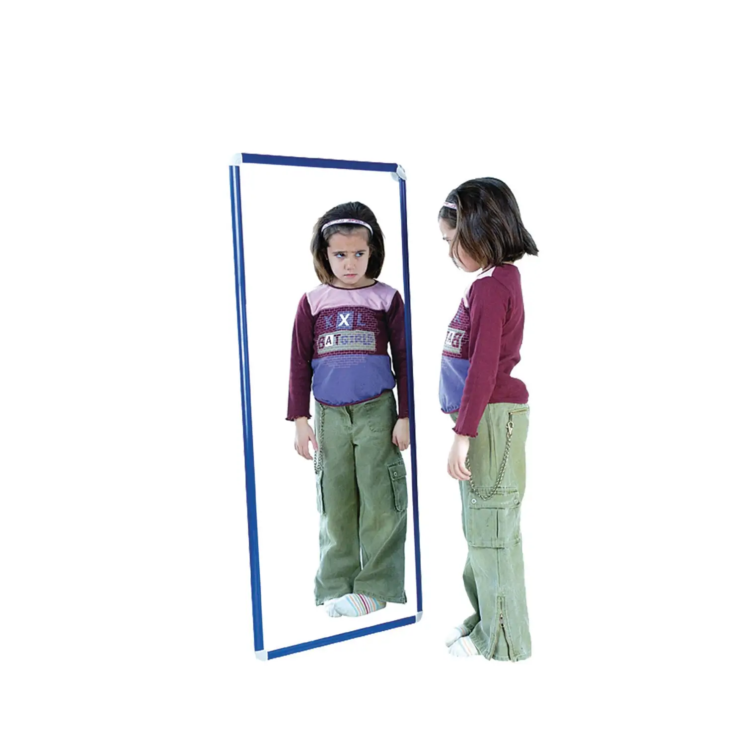 Specchio con Cornice in Alluminio 120x50 cm – Sicuro e Didattico per Bambini - Specchi