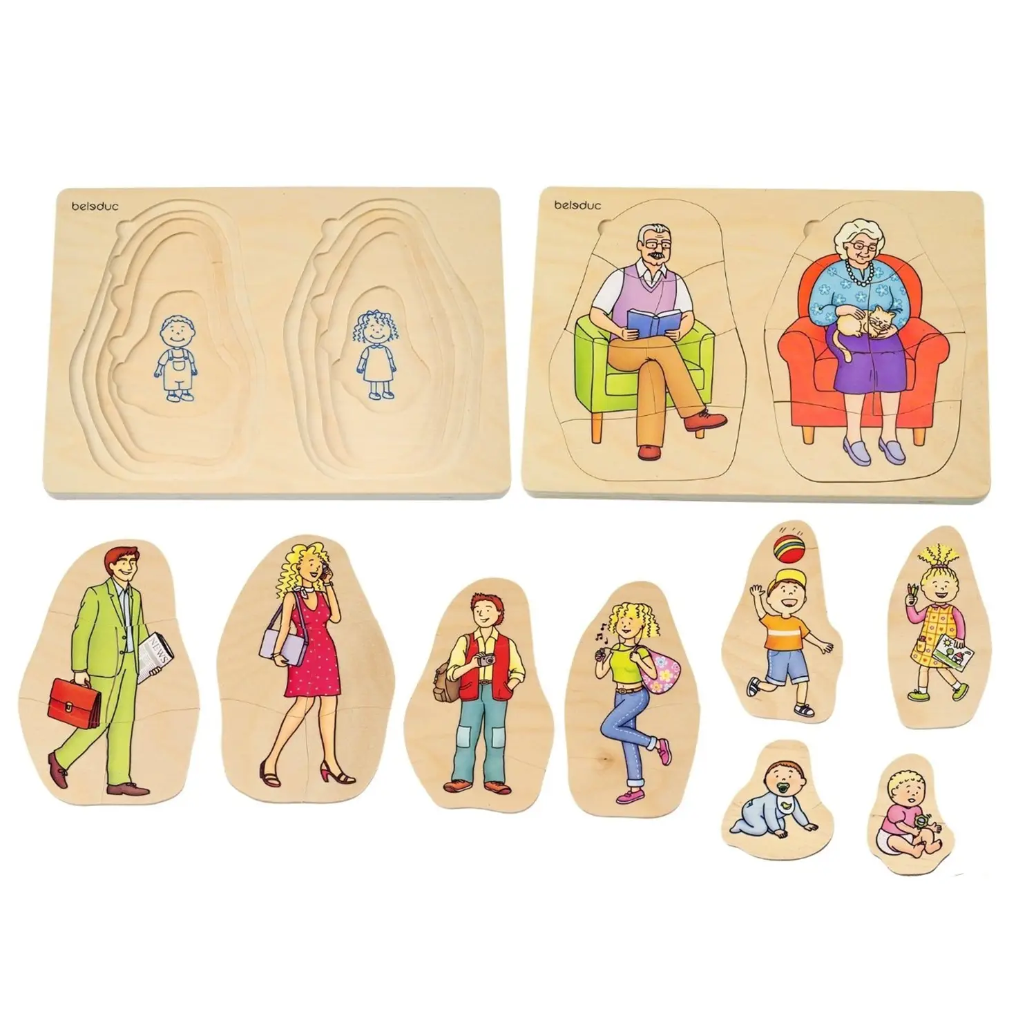 Incastri Multilivello – Ciclo della Vita: Dall’Infanzia alla Vecchiaia - Incastri e puzzle in legno
