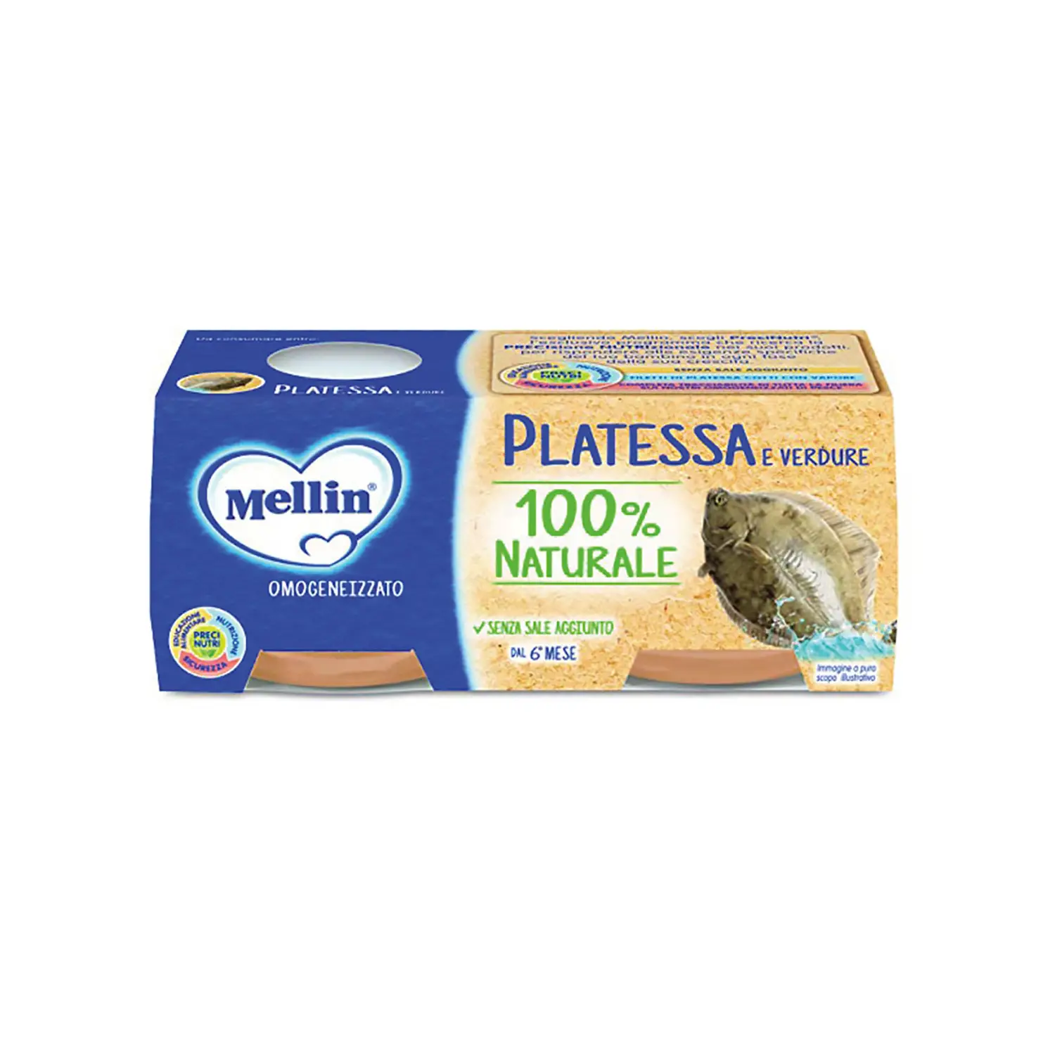 Omogeneizzato Pesce Platessa con Verdure Mellin - 80g x 2 - omogeneizzati