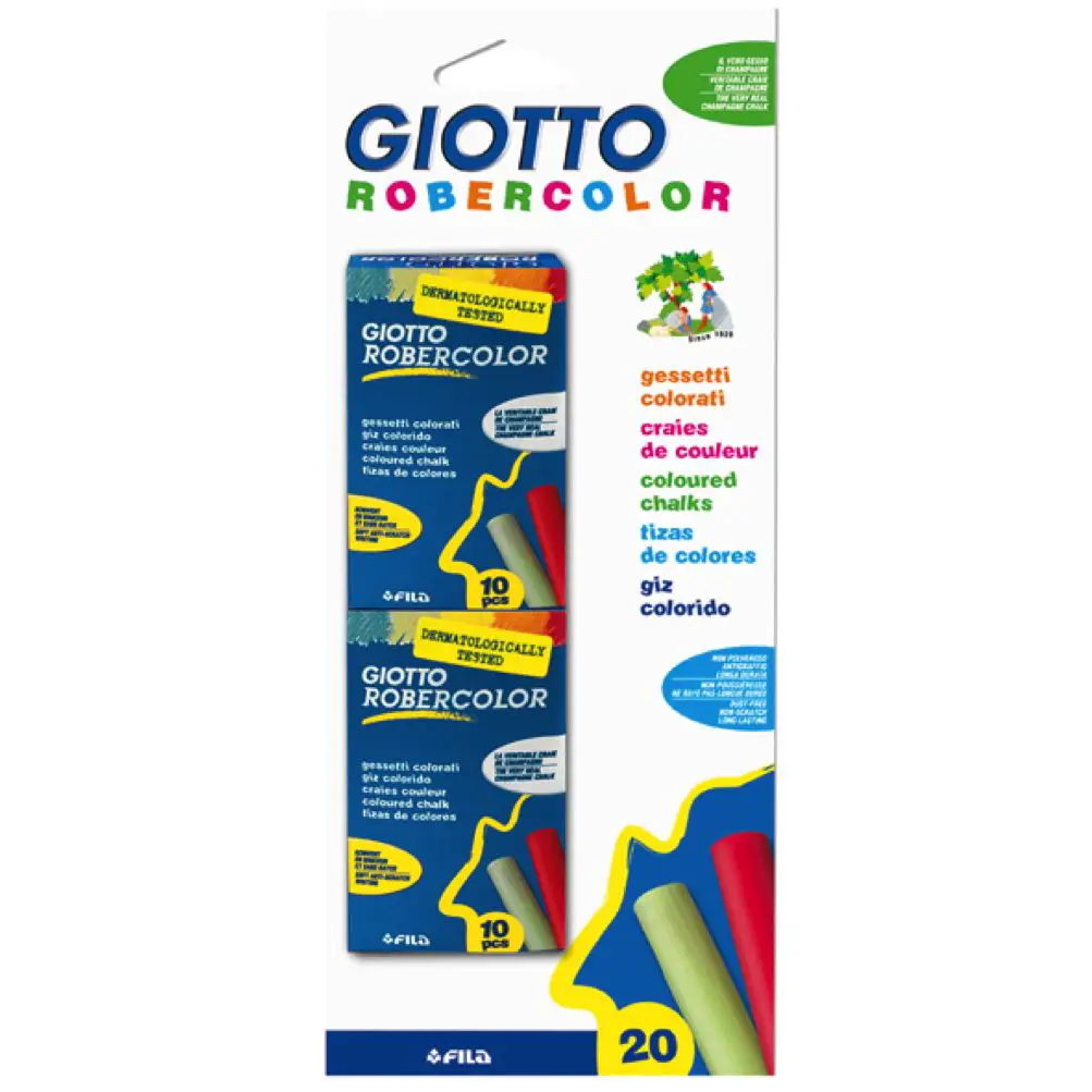 Gessi Giotto Tondi per Lavagne in Ardesia – 2 Astucci da 10 Pezzi - Gessi e accessori per lavagne