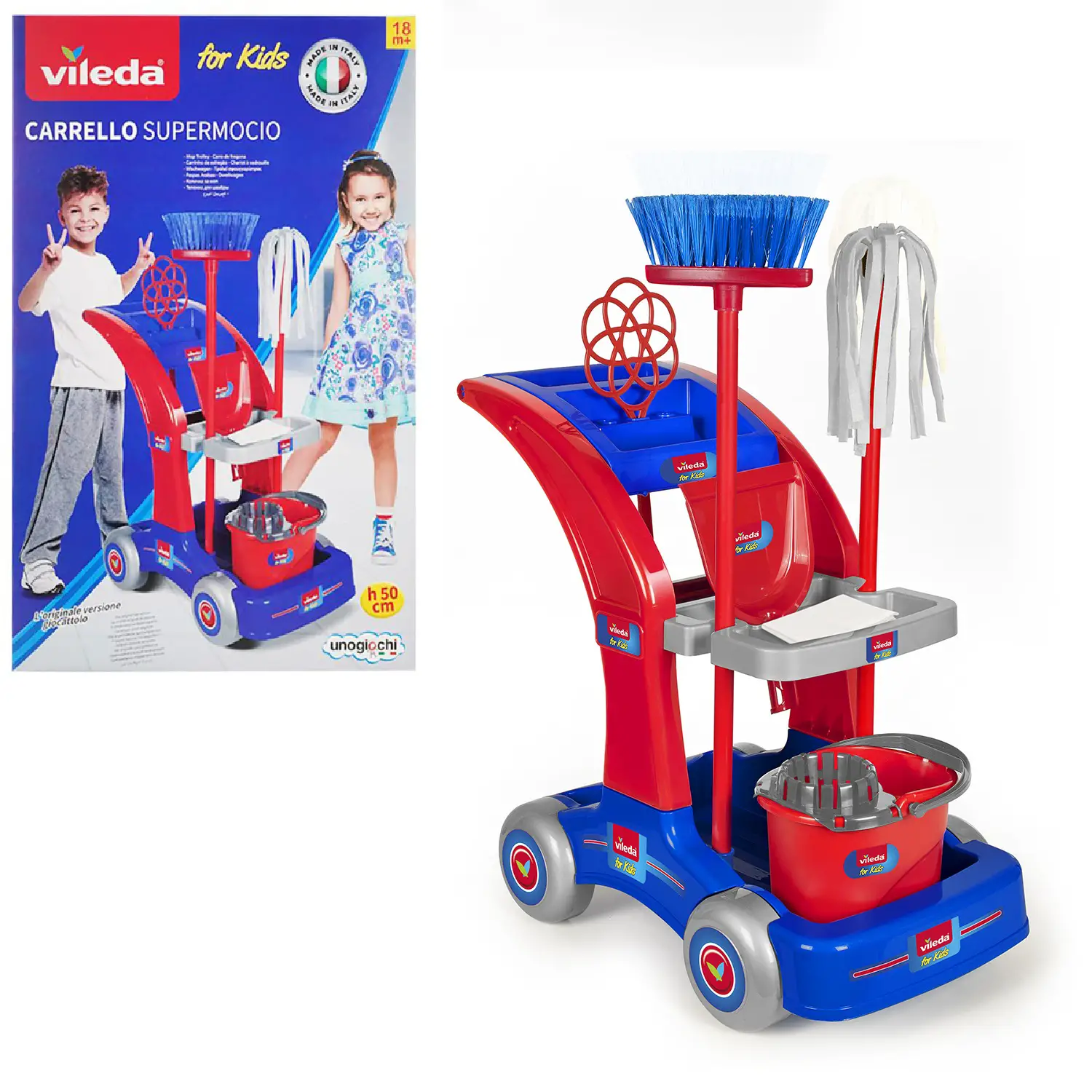 Carrello Pulizie Bambini Vileda – Set Giocattolo Completo con Accessori Realistici - Cucine e gioco simbolico