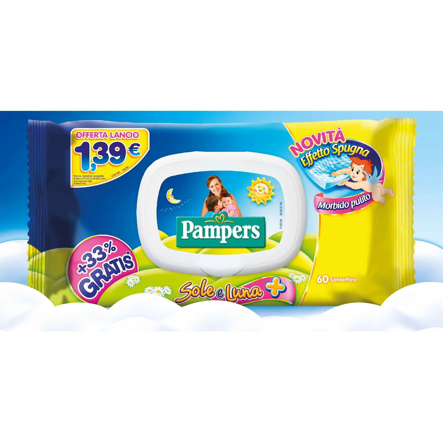 Salviettine Pampers Sole&Luna + Effetto Spugna 60 Salviettine - pannolini e salviettine