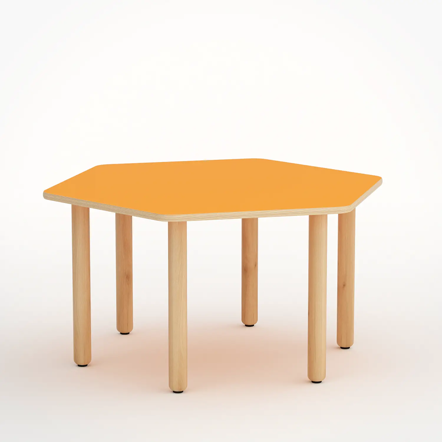 Tavolo Forma Esagonale H 46 Cm - Misura 1 - Arancio Per Scuole Nido D'infanzia - Conforme CAM - Tavoli e Cattedre