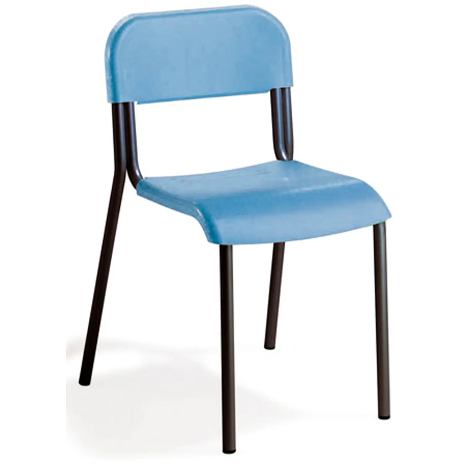 Sedia Impilabile Sara, Struttura Nera, Seduta H 42 Cm. Azzurro Per Ambienti Scolastici - Sedie in plastica