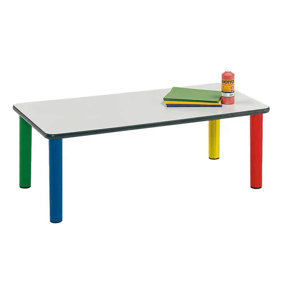 Tavolo Scuola Infanzia Color Rettangolare Misura 1 Gambe 4 Colori - Tavoli e Cattedre