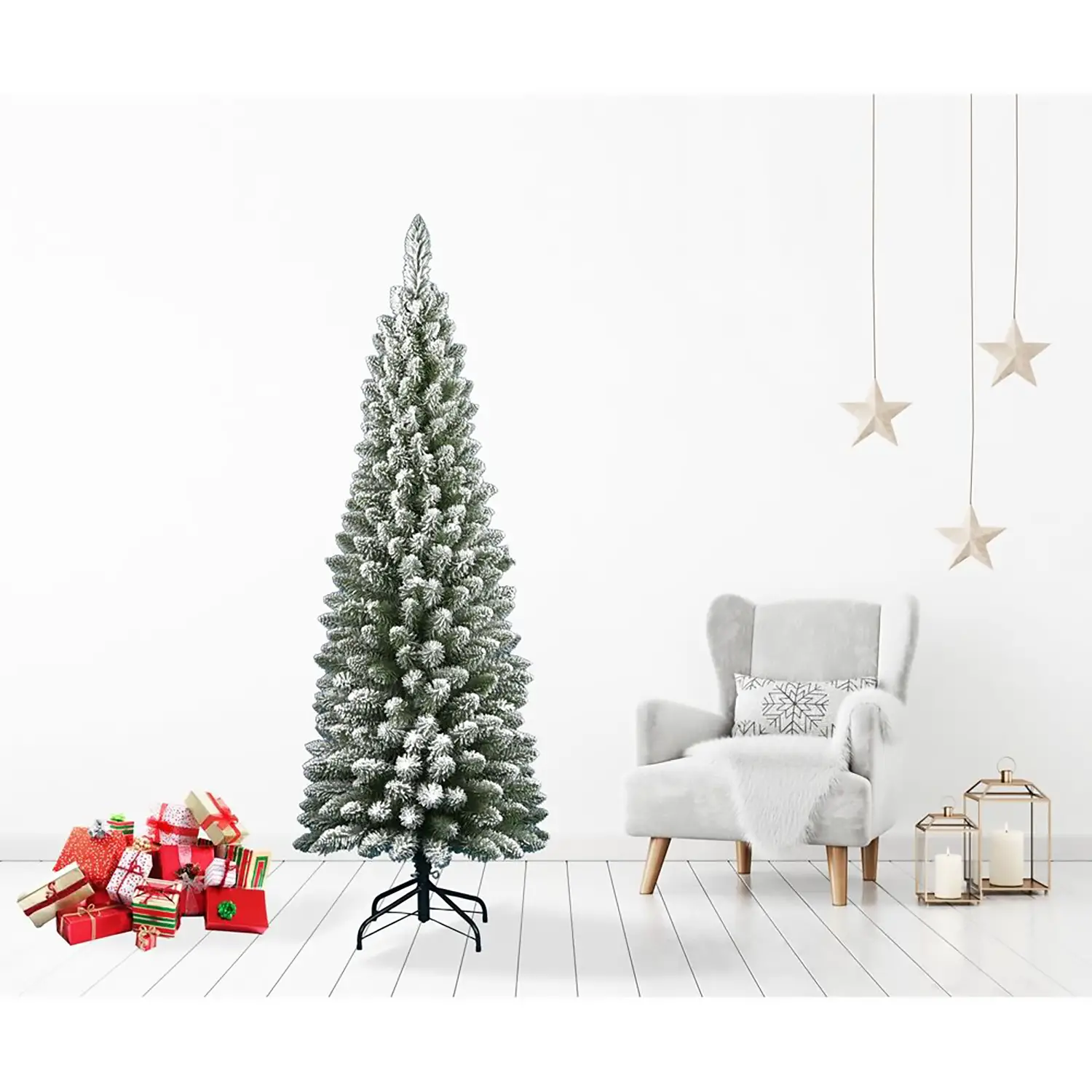 Albero di Natale Silvestre Floccato 180 cm – Effetto Neve Realistico - alberi