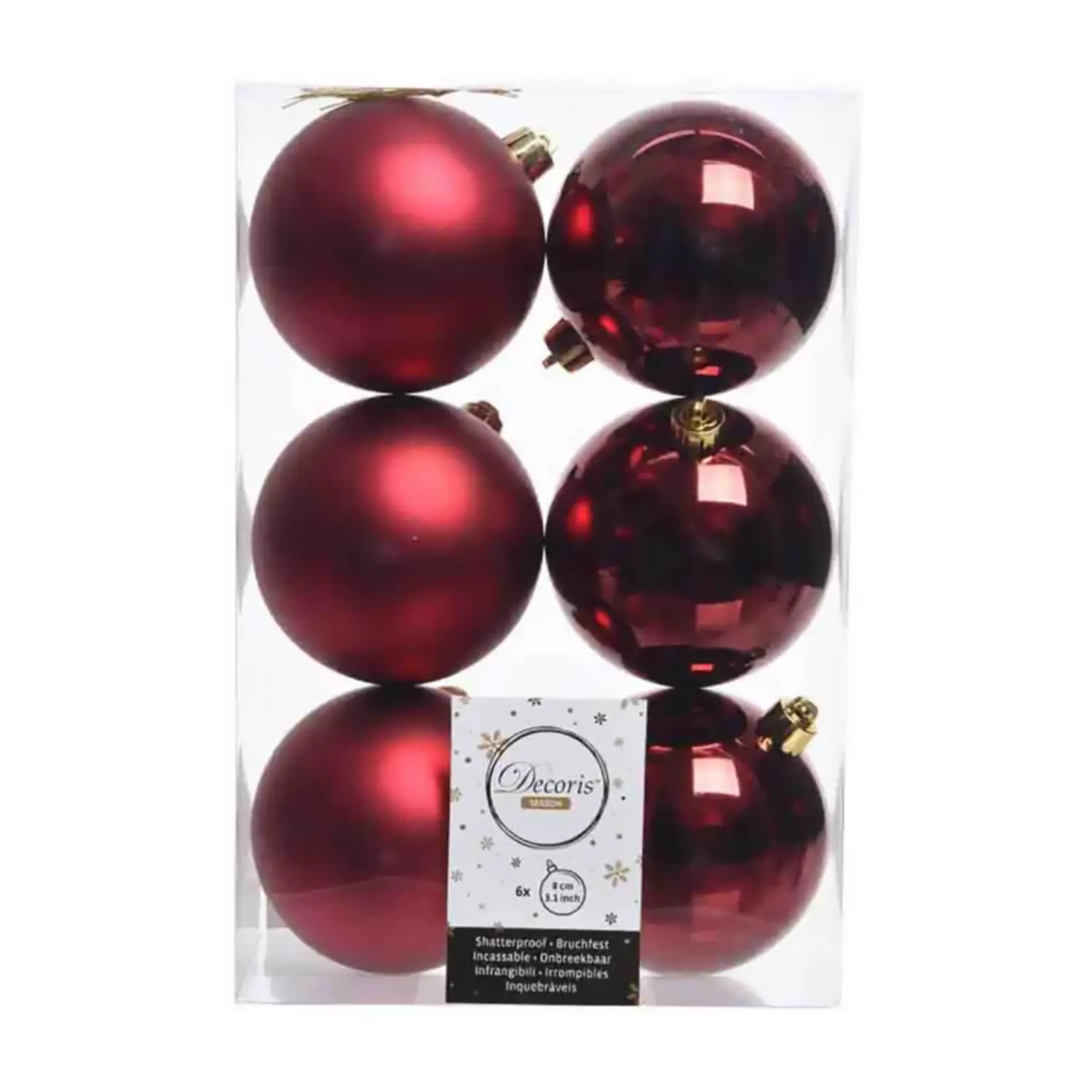 Set Box Natalizio 6 Sfere - Diametro 8 cm - Oxblood Red - addobbi albero