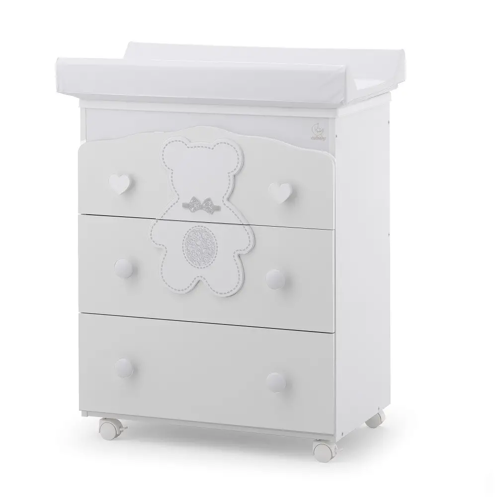 Fiocco Bagnetto Fasciatoio Bianco Italbaby – Collezione Fiocco con 3 Cassetti - Zona cambio e bagno