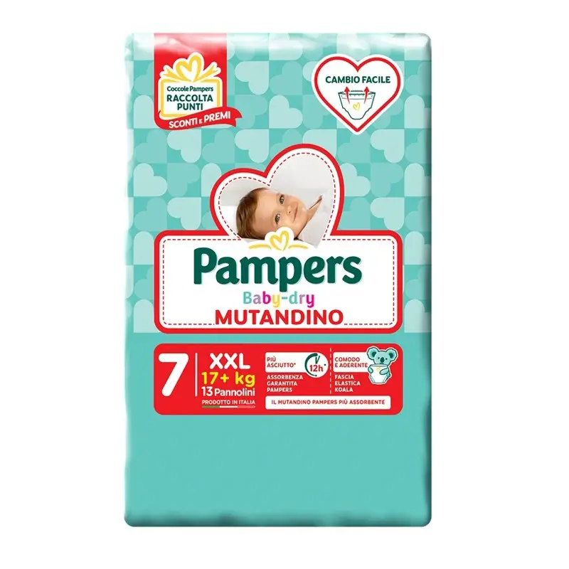 Pampers Baby Dry Mutandino Taglia 7 +17 XXL - 13 Pezzi BabyDry - pannolini e salviettine