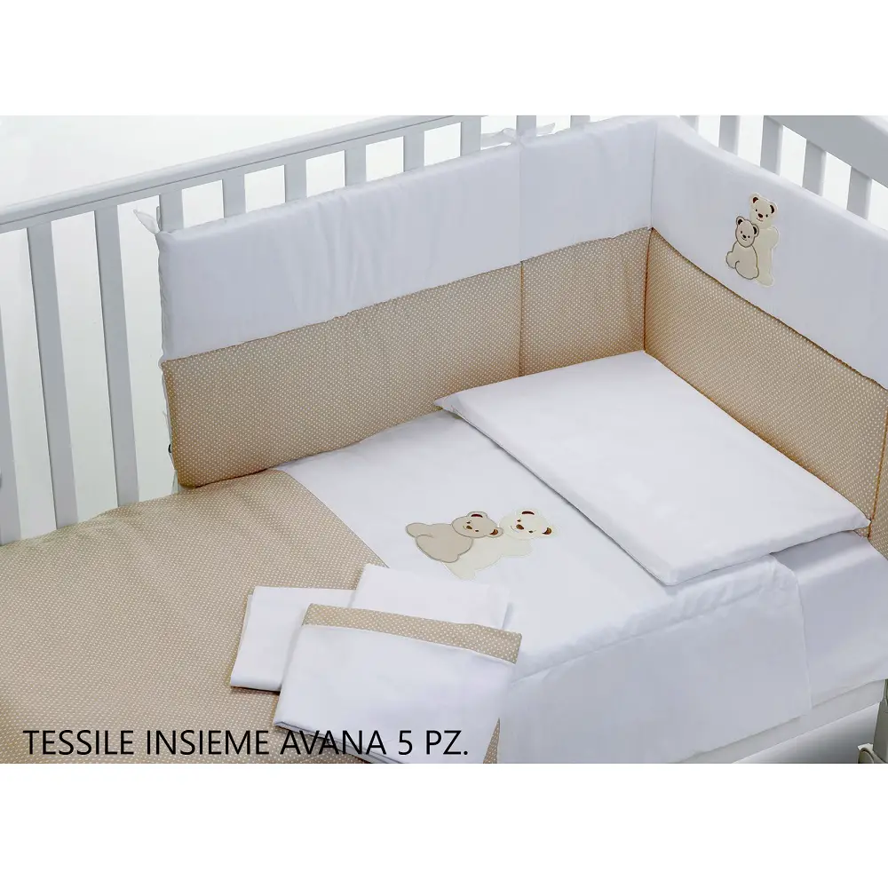 INSIEME COMPLETO TESSILE 5 PEZZI AVANA - lenzuolini