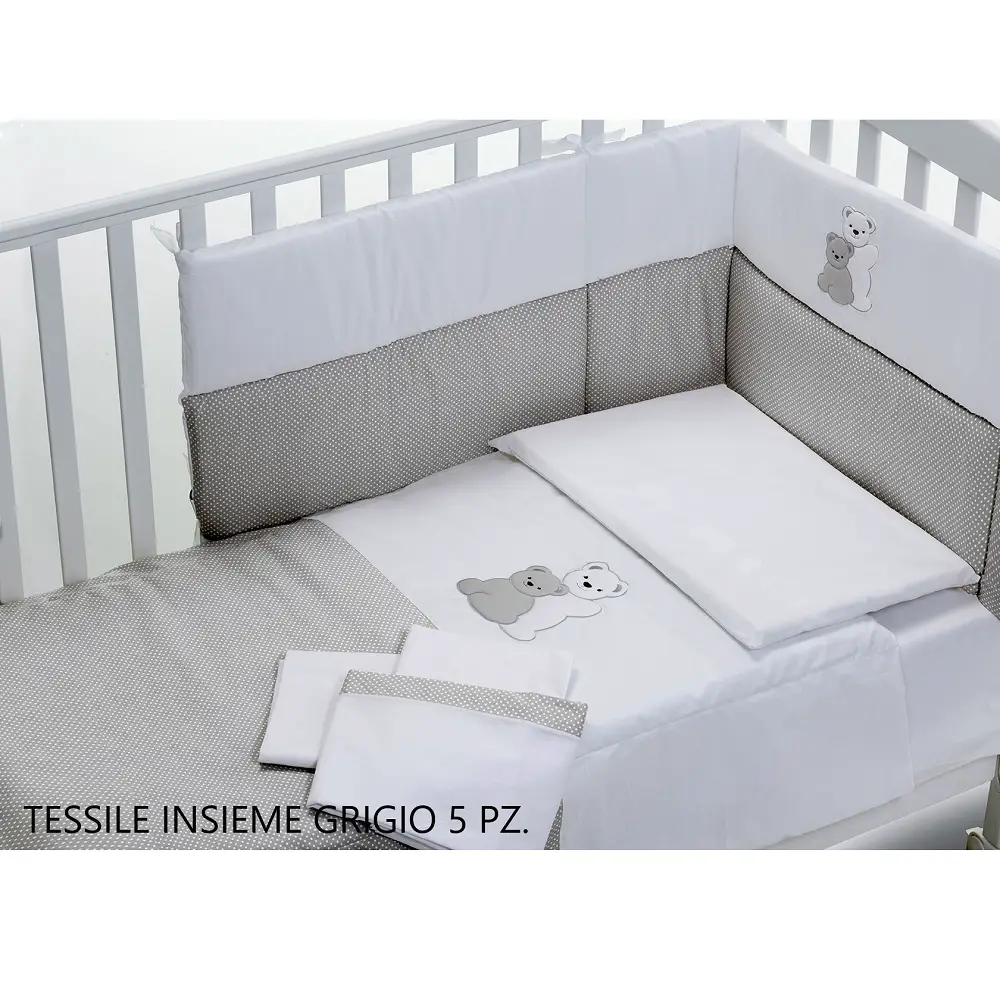 INSIEME COMPLETO TESSILE 5 PEZZI GRIGIO - lenzuolini