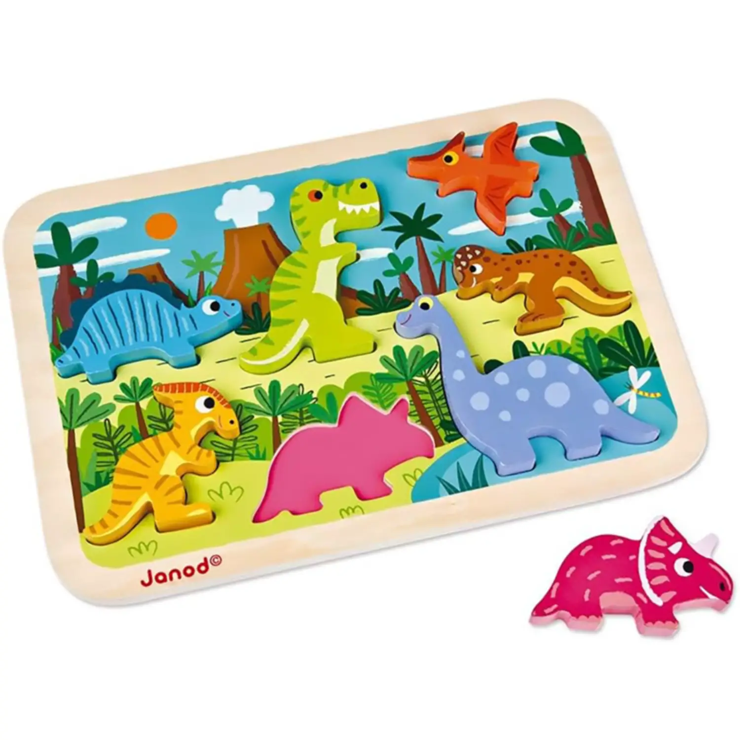 Puzzle Chunky Dinosauri Janod | Gioco Educativo per Bambini - Incastri e puzzle in legno