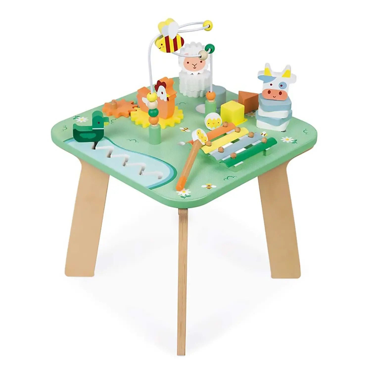 Tavolo Attività Bel Giardino in Legno – Multigioco Educativo a Tema Fattoria - Motricità fine