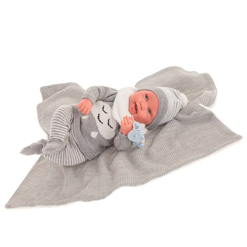 Bambola Sweet Reborn Pipotoquilla con Abito Grigio - Bambole e accessori