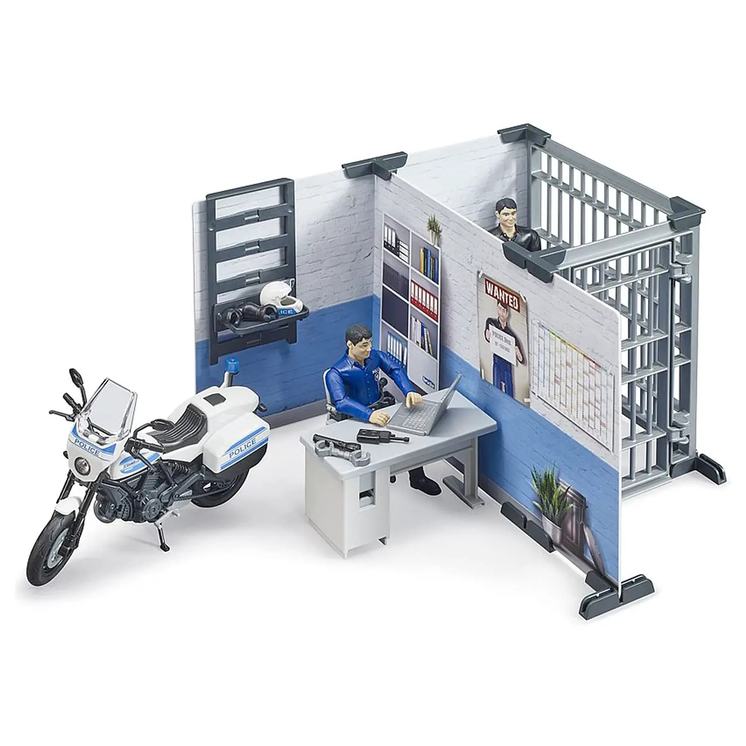 BRUDER 62732 Stazione di Polizia con Motocicletta Giocattolo - play set