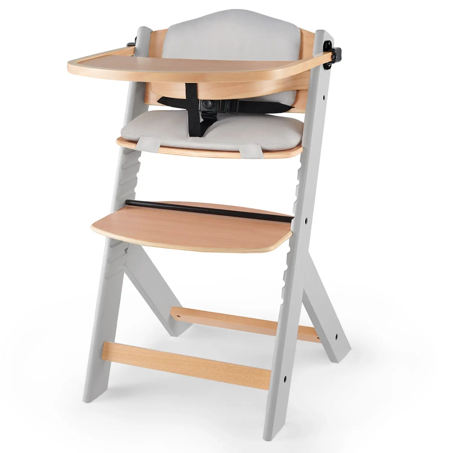 Kinderkraft Seggiolone Enock in Legno con Cuscino Grigio - seggioloni