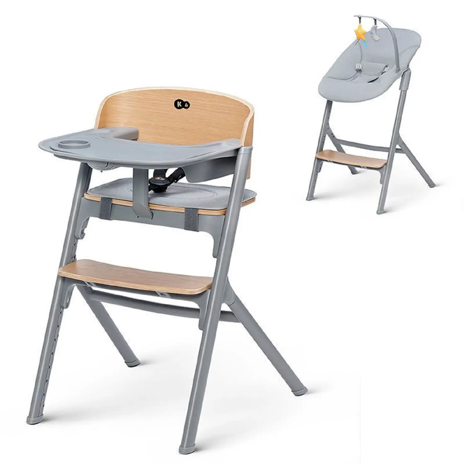 SEGGIOLONE KINDERKRAFT LIVY 4 IN 1 + SDRAIETTA IN QUERCIA CALMEE GREY - seggioloni