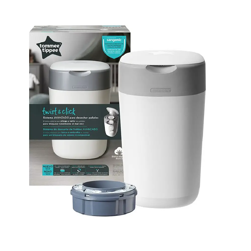 Tommee Tippee Sangenic Contenitore Getta Pannolini Twist & Click Bianco - Zona cambio e bagno