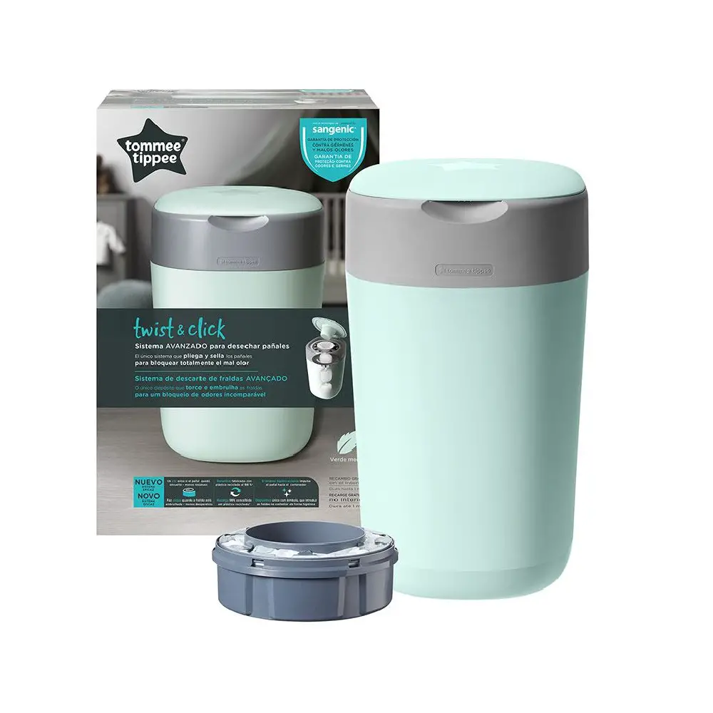 Tommee Tippee Sangenic Contenitore Getta Pannolini Twist & Click Verde - Zona cambio e bagno